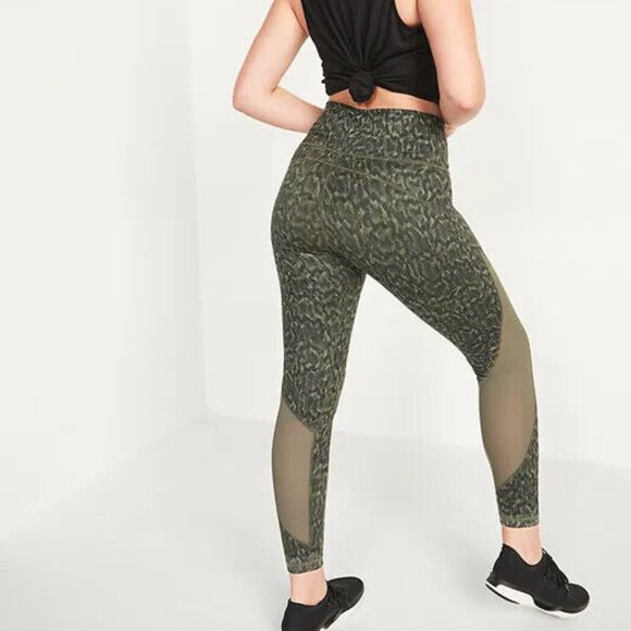 NWT Old Navy Elevate PowerPress Mesh-Trim 7/8-Length Leggings High-Rise Women M - Picture 2 of 6